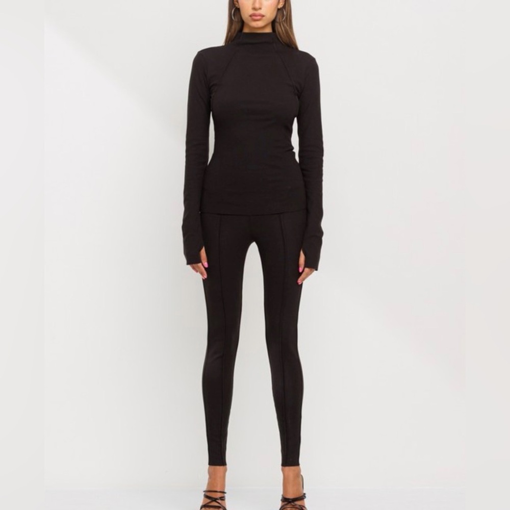 #220 ULTRA soft double side jersey top and legging set in black